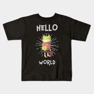 Hello World - cute frog Kids T-Shirt